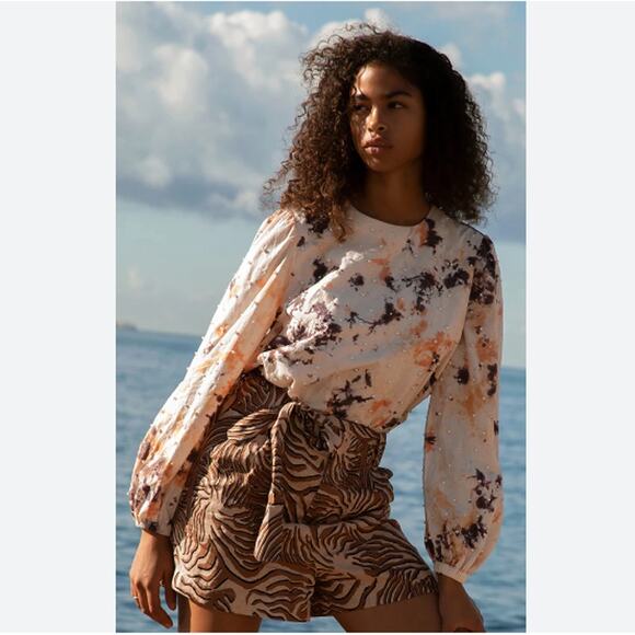 NWT SCOTCH & SODA COTTON TIEDYE TOP WITH PEARL DETAILS XS - Picture 1 of 15